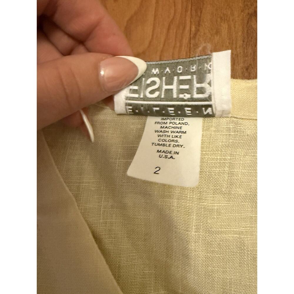 Eileen Fisher Shirt Womens Large Linen Button Down Top Casual Organic VTG Yellow - Picture 4 of 5